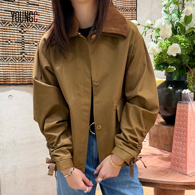 SESSUN灯芯绒翻领落肩袖夹克