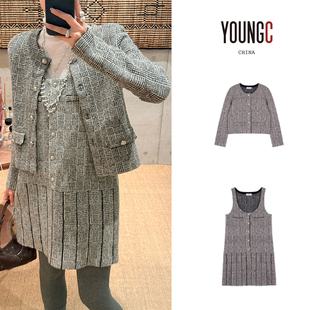 no退可换 YOUNGC买手店 CRUSH 复古格纹背心连衣裙