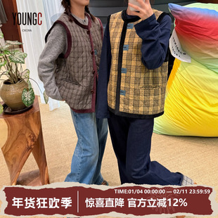 SHORT SENTENCE【撞色饰边格纹绗缝马甲 棉服】YOUNGC买手店