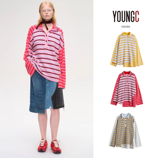 SHORT YOUNGC买手店 SENTENCE短句 解构条纹拼接针织上衣