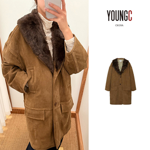 设计师品牌 25AW no退可换 羊皮毛绗棉翻领宽肩大衣 IMMI