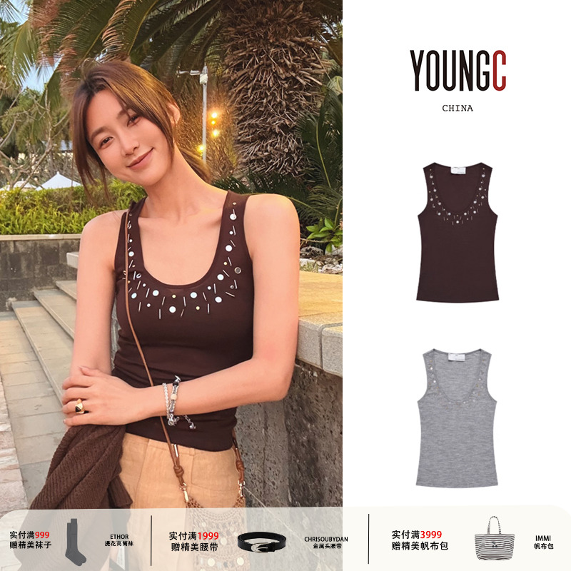 XUZHI设计师品牌25ss【镜面金属装饰钉珠背心】YOUNGC买手店