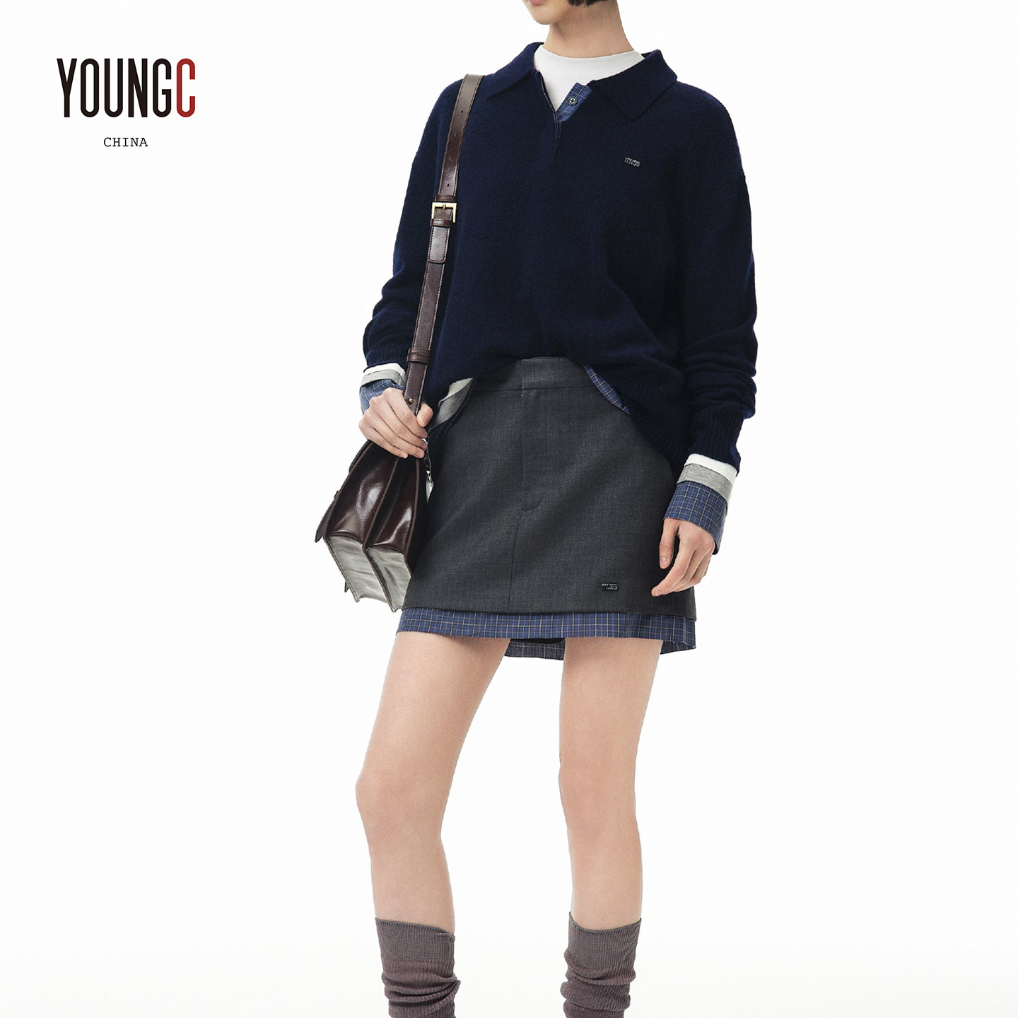 ANNENONO设计师品牌 【拼接格纹半裙】YOUNGC买手店