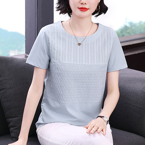 不起球不褪色妈妈纯棉短袖上衣女