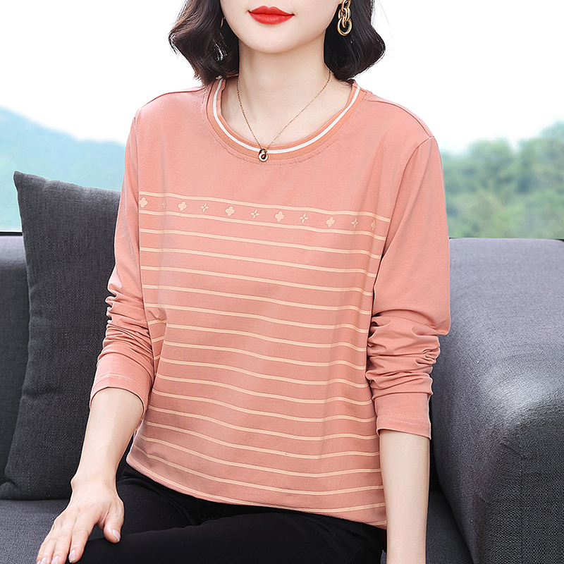 不起球不褪色妈妈纯棉长袖上衣女