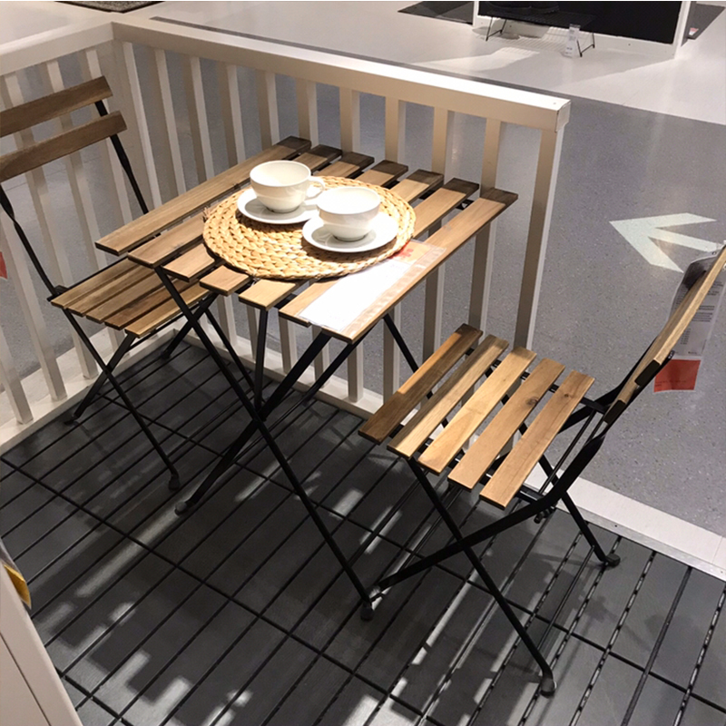 宜家ikea塔尔诺桌子椅子阳台露台户外茶座折叠桌椅洋槐钢制腿实木