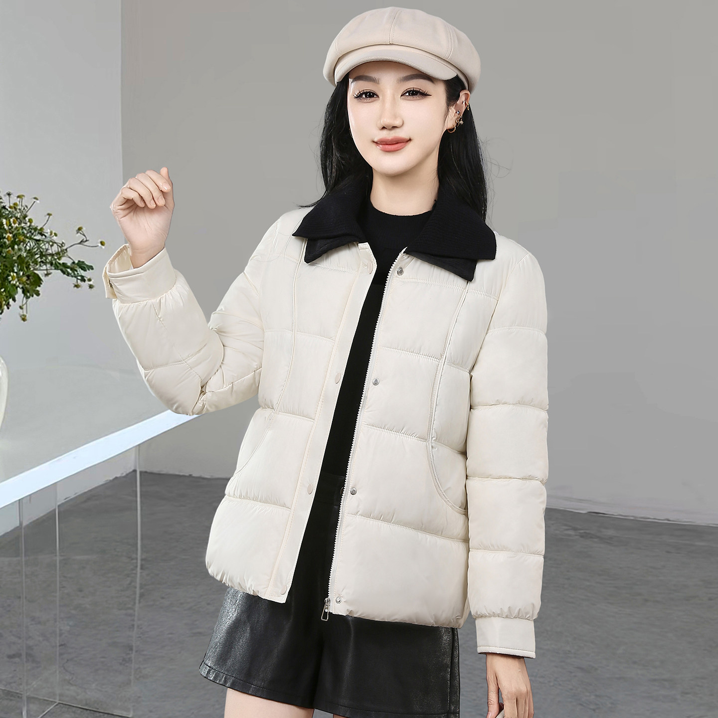 2026新款翻领冬季棉服女短款时尚宽松加厚保暖棉衣外套小个子棉袄
