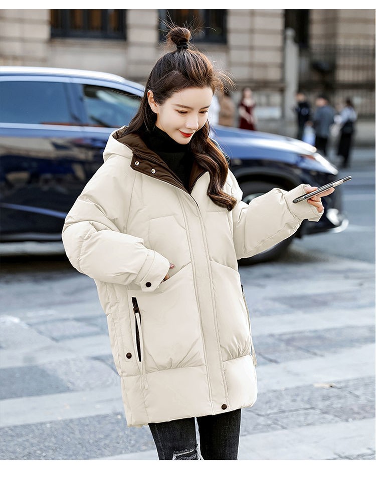 反季清仓冬季加厚棉衣女中长款韩版宽松羽绒棉服面包服时尚黑棉袄
