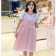 全棉时尚 新款 宽松假两件孕期裙子 夏季 全阶段孕妇连衣裙农村中长款