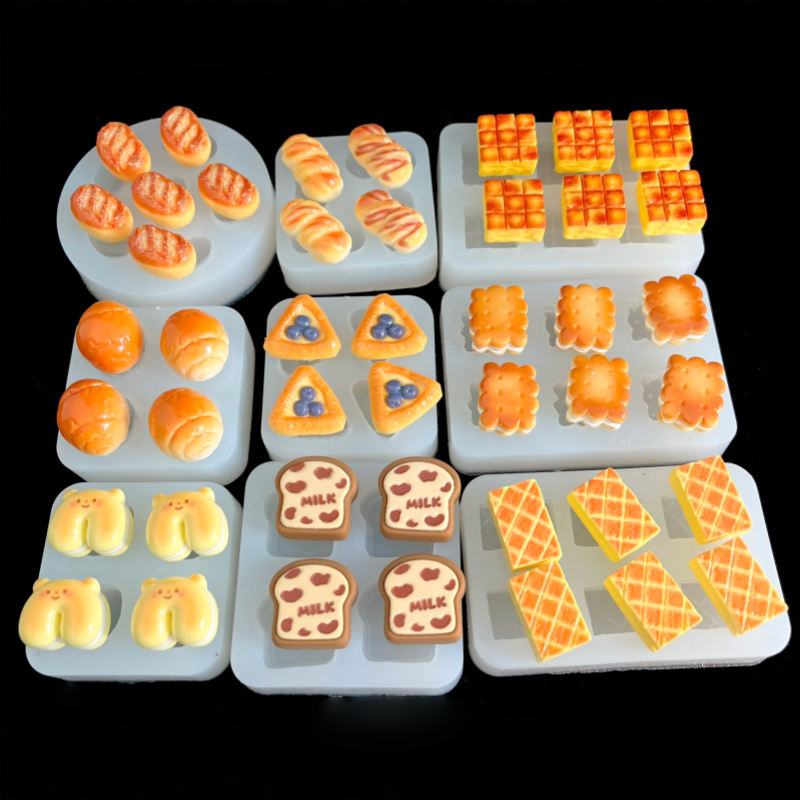 小鼻噶迷你仿真爱心面包捏捏乐硅胶模具热狗烘焙模具滴胶硅胶模具