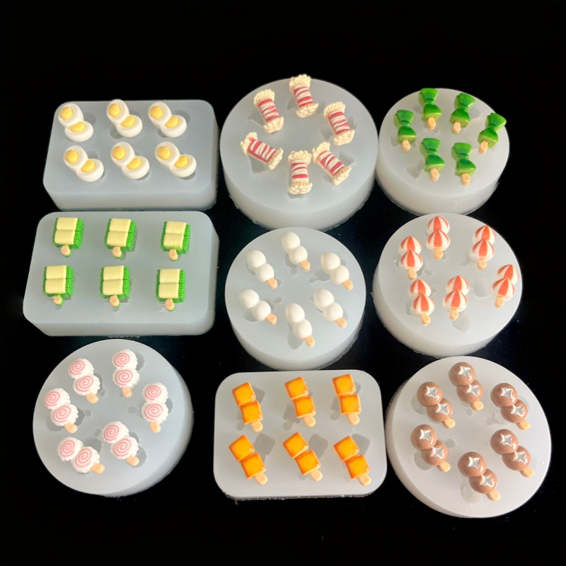 小鼻嘎捏捏乐硅胶磨具迷你烧烤串食玩卡通diy美甲硅胶模具