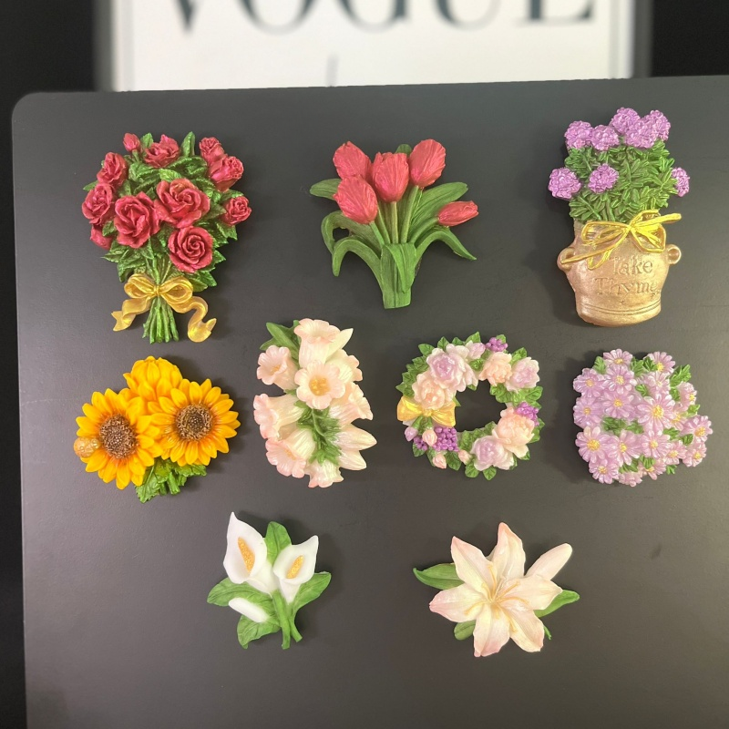 郁金香鸡蛋花水仙花出风口冰箱贴石膏滴胶捏捏乐黏土翻糖硅胶模具