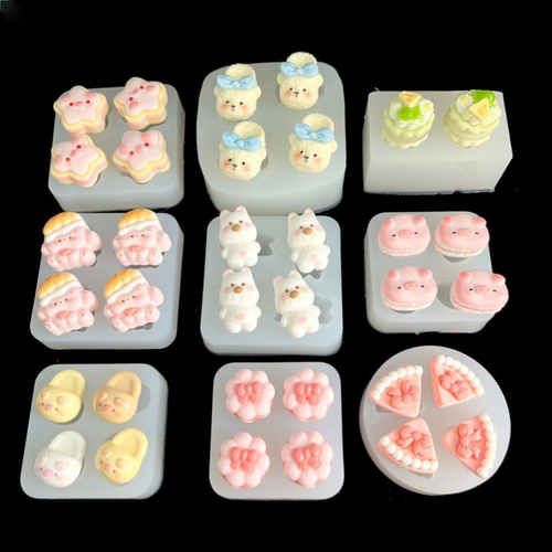 diy小鼻噶食玩狗狗拖鞋小猪包熊蛋糕捏捏硅胶模具捏捏乐滴胶模具