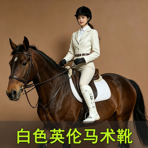 白色马术靴女款专业女士骑马靴子高筒2026新款英伦风成人马靴马术