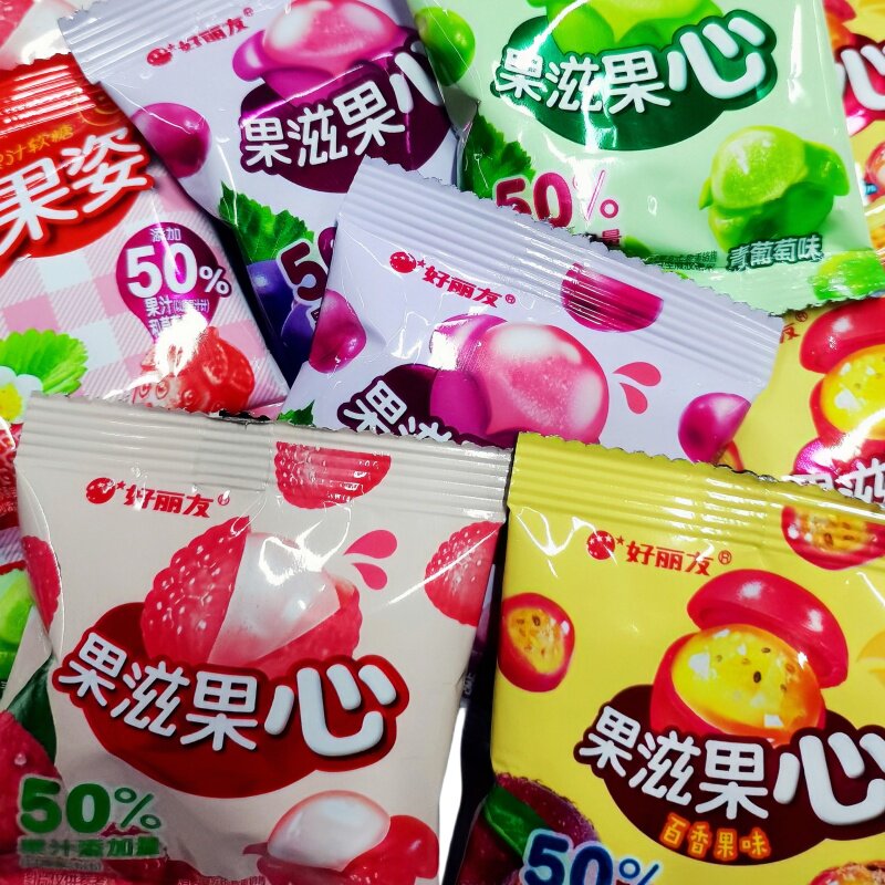 好丽友果滋果心果汁软糖散装250g独立小包装剥皮软糖休闲小零食品