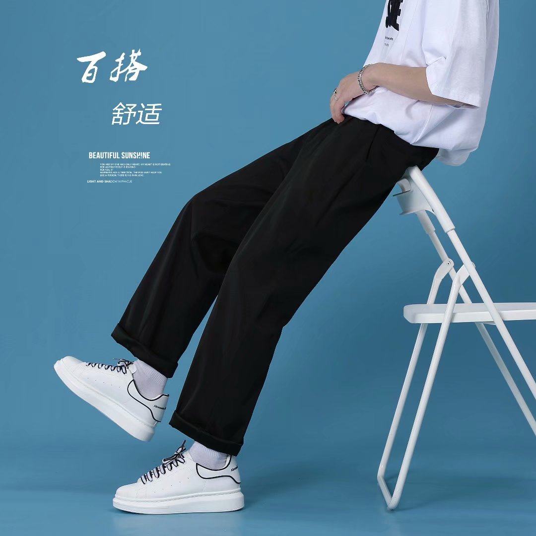 制服韩版潮流港风黑色西装长裤图片