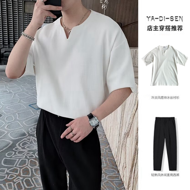 短袖韩版青少年V领半袖打底衫