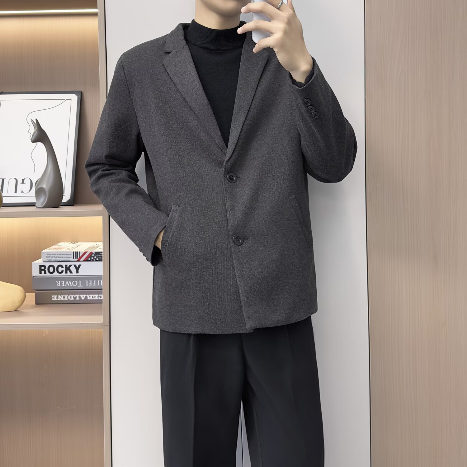 秋冬季轻奢极简风毛呢西服