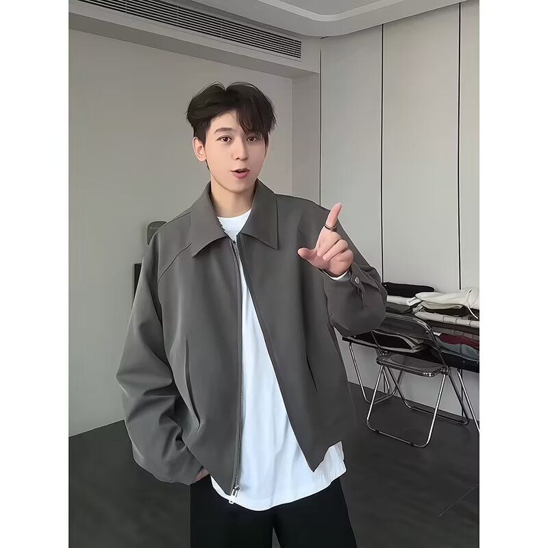 韩版设计夹克外套男春秋cleanfit通勤穿搭成熟稳重男装短款棒球服
