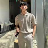 保罗衫 轻熟风男夏季 宽松休闲T恤 男士 薄款 翻领针织短袖 无扣Polo衫