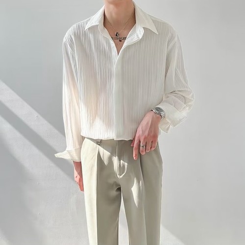 褶皱肌理衬衫免烫垂感衬衣