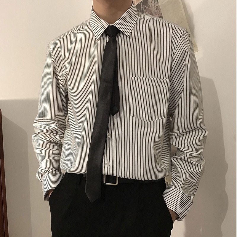 春秋季男垂感高级熟风长袖衬衫