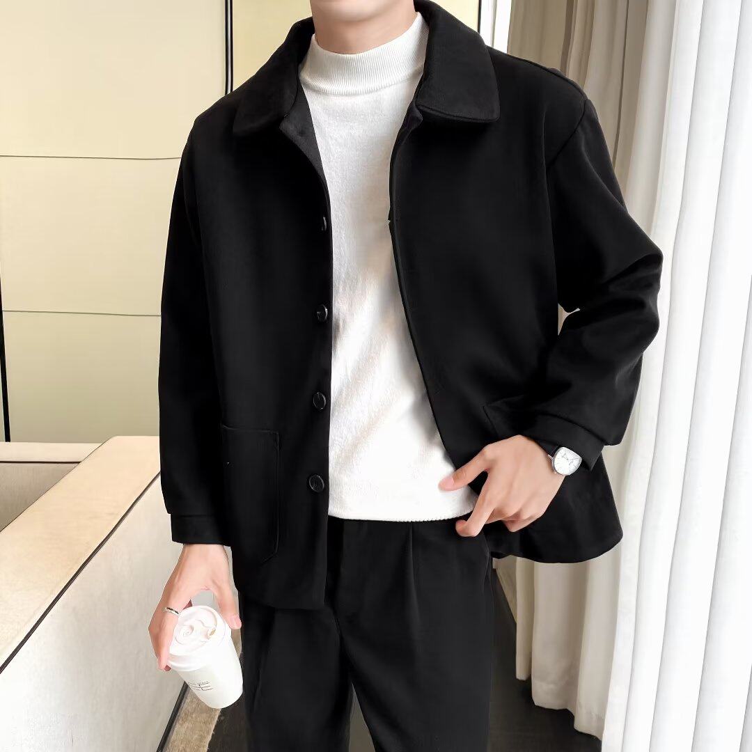 短款呢子翻领夹克秋冬季毛呢大衣