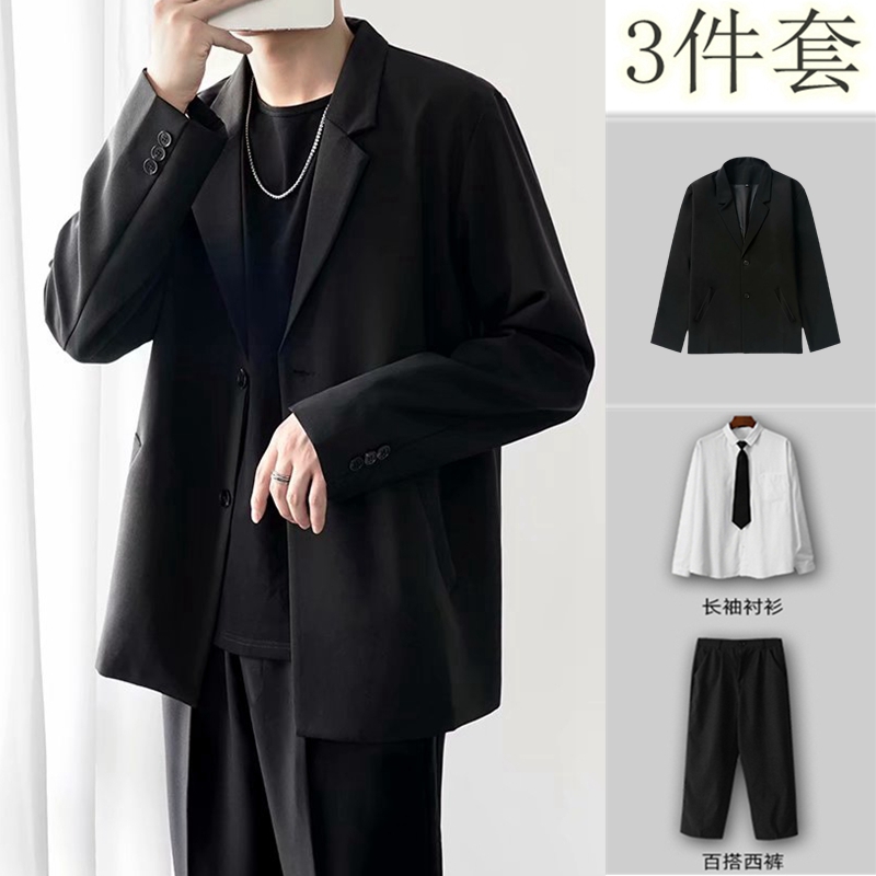 韩版休闲秋季西装宽松dk三件套