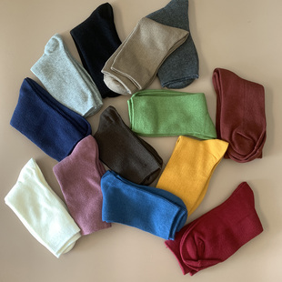 纯色百搭学院风棉女中筒袜短筒袜 韩版 DecemberRush 秋冬穿搭bi备