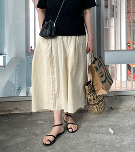 伞裙半身裙 蓬蓬过膝高腰中长款 DecemberRush 裹腰宽松拼接花苞式