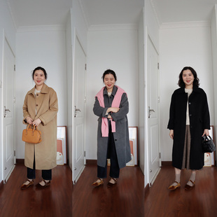 大衣外套 80羊毛双面羊毛呢手工大衣暗门襟中长款 DecemberRush 特