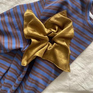 Decemberrush 古金色复古方巾高级感马尾头绳发圈发饰 法式