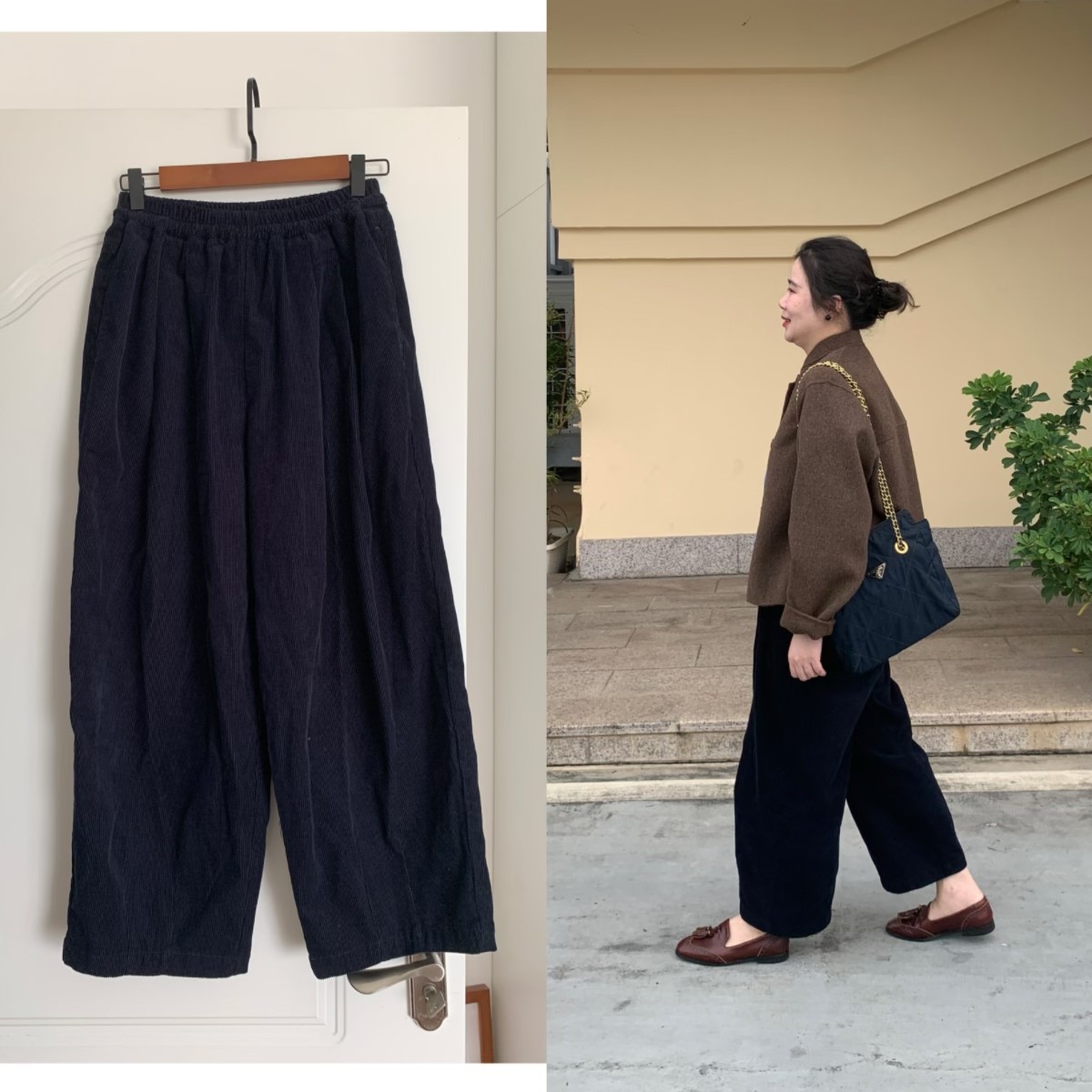 DecemberRush 百搭简约松紧腰灯芯绒棉深蓝色气球裤九分裤休闲裤,女装/女士精品,休闲裤,淘宝优惠券,粉丝福利购,淘宝优惠卷