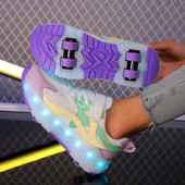 轮滑鞋 透气网面双排旱冰鞋 儿童学生男孩女孩 特惠四轮暴走鞋 新款