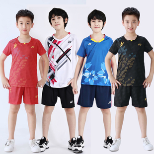 新款胜利儿童羽毛球服男童套装速干训练球衣网球服短裤队服定制