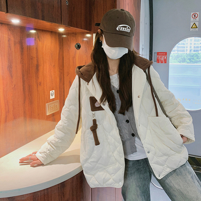 菱格轻薄羽绒服女2025冬季新款时尚洋气学院风短款白鸭绒外套爆款