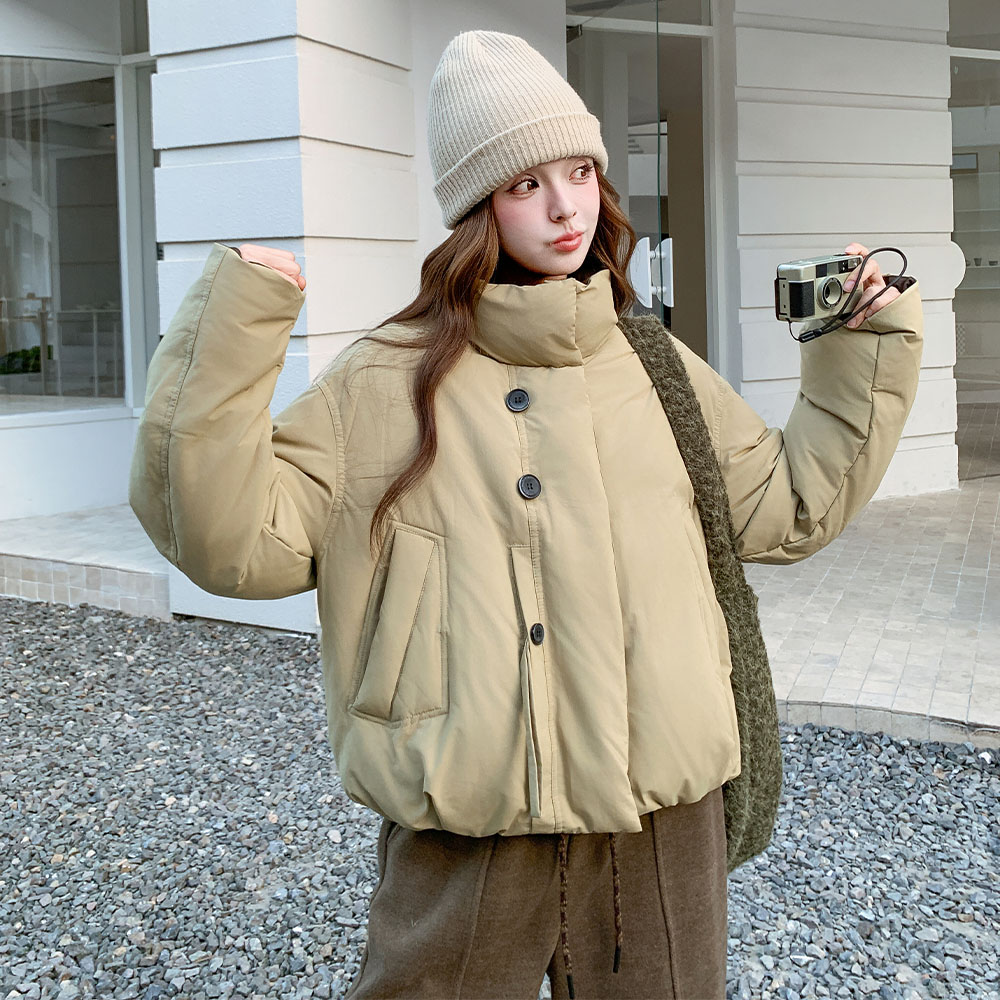 黄色羽绒服女冬2025年新款超火好看高级小众漂亮加厚面包服短外套