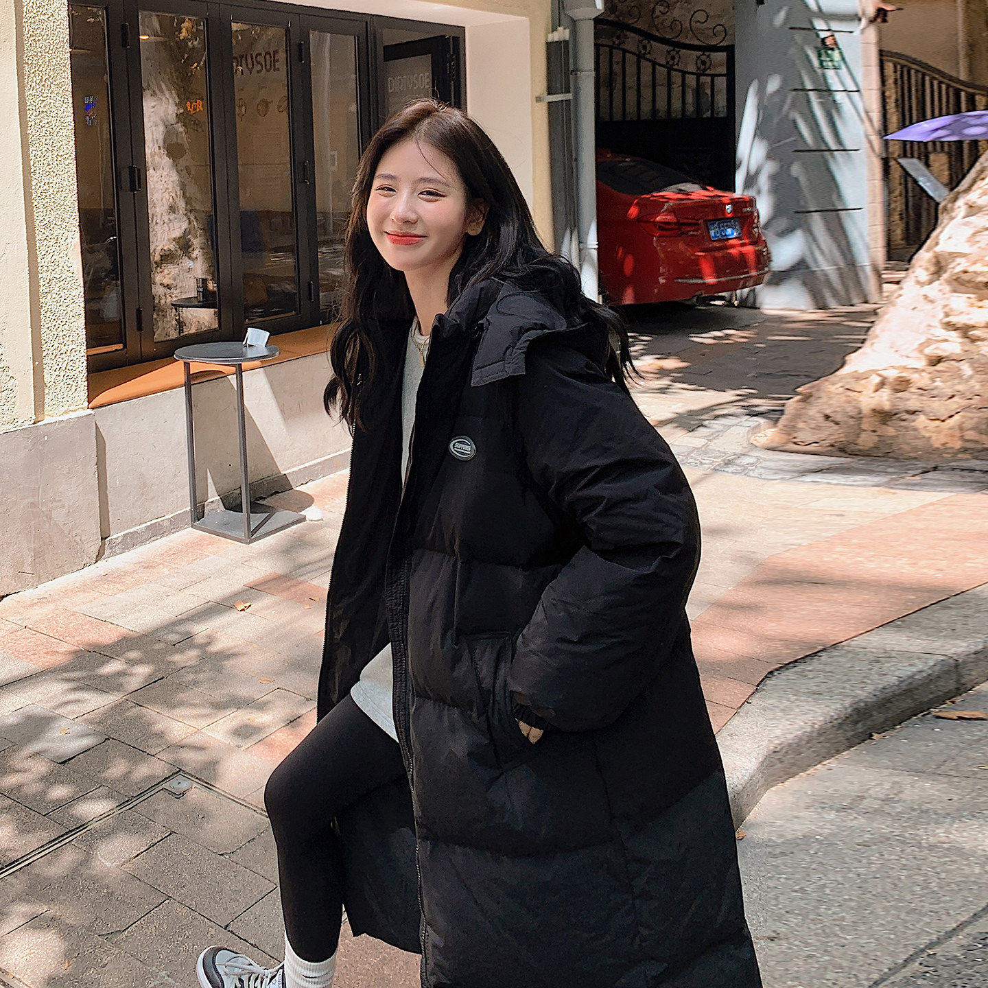 黑色韩系长款过膝连帽羽绒服女2025冬季宽松保暖90白鸭绒加厚外套,女装/女士精品,羽绒服,淘宝优惠券,粉丝福利购,淘宝优惠卷