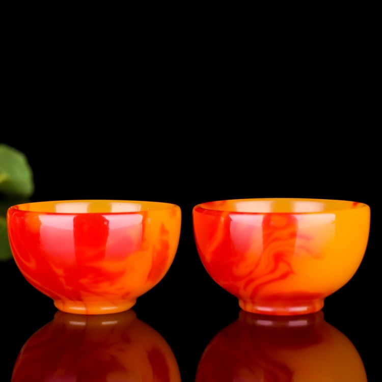 天然新疆和田玉彩玉功夫茶杯金丝玉碗酒杯鸡血天然玉石茶具杯子