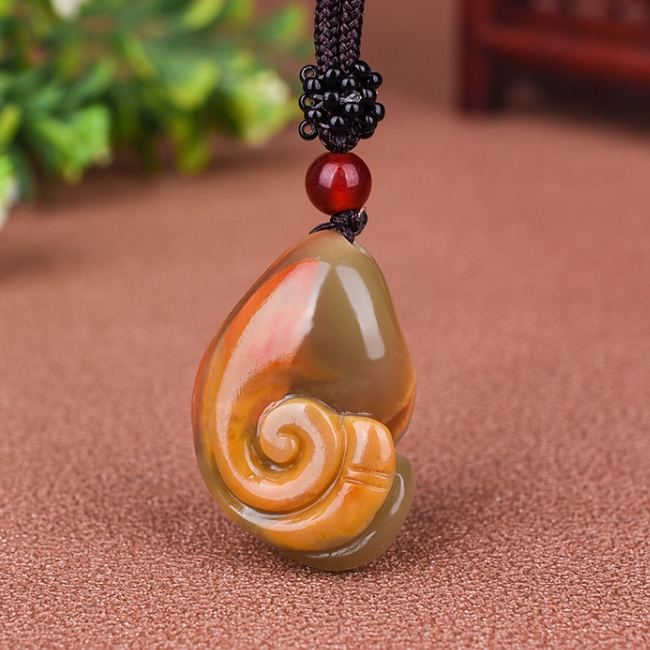 天然新疆和田玉青白玉籽料佛手吊坠福寿如意玉挂件项链坠玉佩玉器