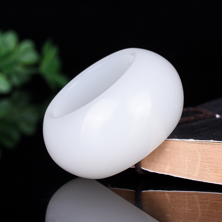 天然新疆白玉扳指戒指原矿和田玉男款玉器指环和田玉戒指扳指指环