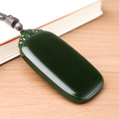 和田玉碧玉平安牌吊坠新疆玉器男款 如意无事牌项链挂件平平安安