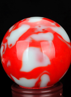 天然和田玉鸡血玉小摆件滚财球