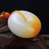 天然新疆和田玉平安扣吊坠俏色男款 女士精美玉石挂件项链挂坠玉坠