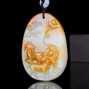 天然和田玉白玉籽料玉羊吊坠挂件三羊开泰玉佩生肖羊平安牌玉坠