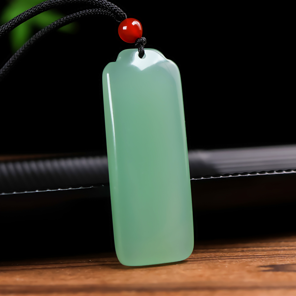 和田玉青白玉籽料平安牌吊坠