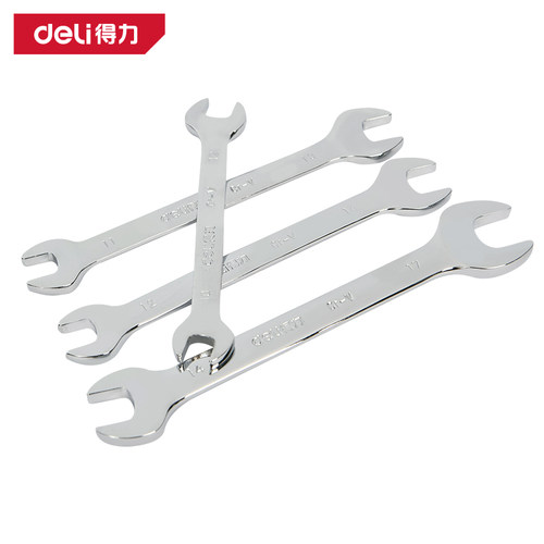 deli得力双头开口呆扳手套装省力两用固定板子汽修工具DL33314