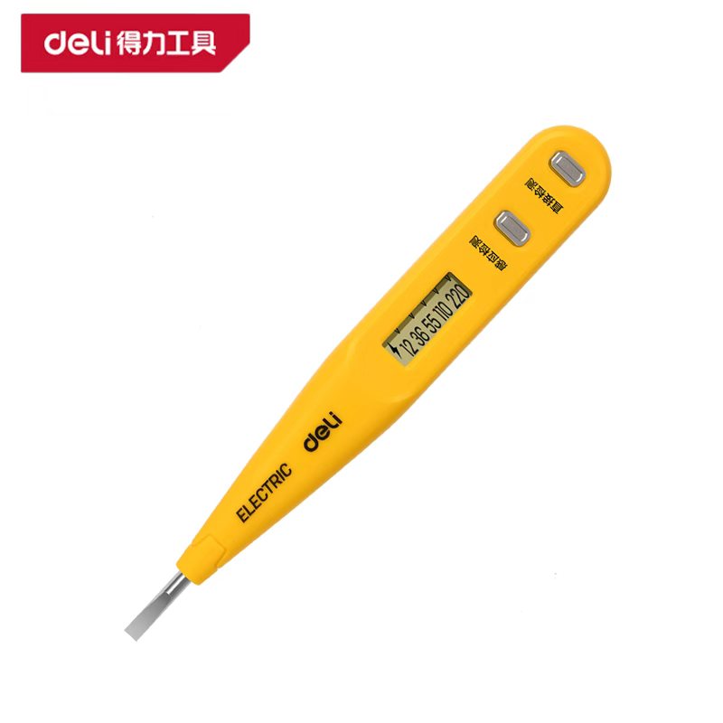 deli得力数显智能小验测电笔电工家用多功能电笔DL8003