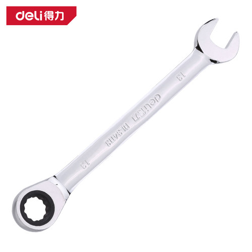 deli得力镜面棘轮扳手自动两用梅花开口快速省力飞扳大全DL34113