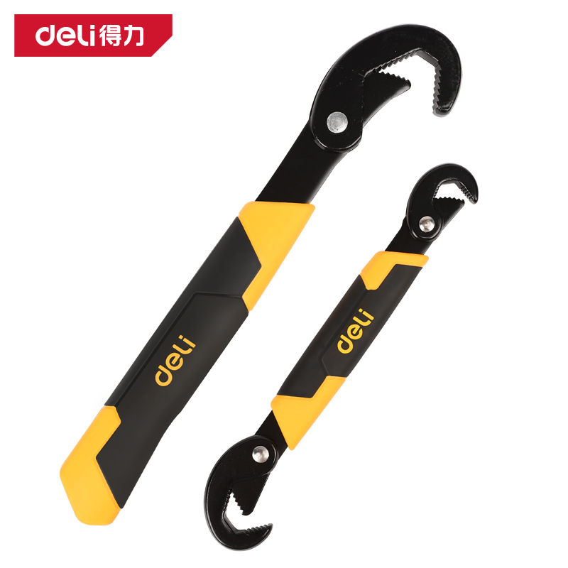 deli得力工具 三面齿多功能扳手套装管活两用水管钳 DL932-2 2A